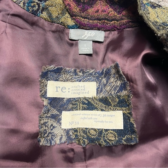 Floral Tapestry Patchwork Jacket J Jill Re: Crafted Womens Limited Wool Size L - Picture 5 of 6